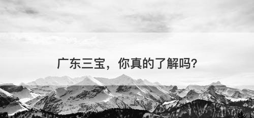 广东三宝，你真的了解吗？