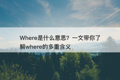 Where是什么意思？一文带你了解where的多重含义