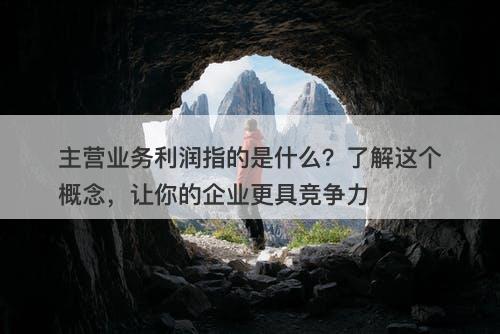 主营业务利润指的是什么？了解这个概念，让你的企业更具竞争力