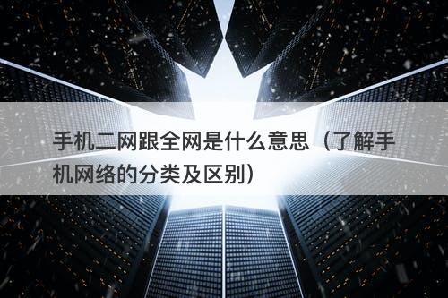 手机二网跟全网是什么意思（了解手机网络的分类及区别）