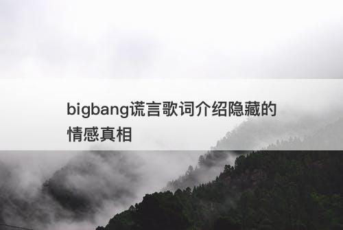 bigbang谎言歌词介绍隐藏的情感真相