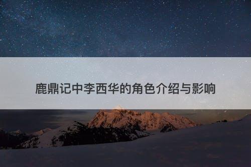 鹿鼎记中李西华的角色介绍与影响