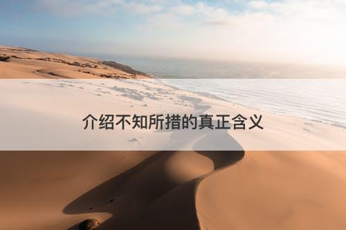 介绍不知所措的真正含义