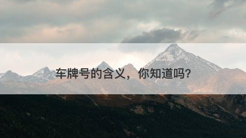 车牌号的含义，你知道吗？