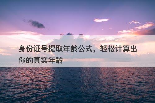 身份证号提取年龄公式，轻松计算出你的真实年龄