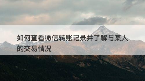 如何查看微信转账记录并了解与某人的交易情况