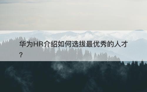 华为HR介绍如何选拔最优秀的人才？