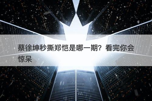 蔡徐坤秒撕郑恺是哪一期？看完你会惊呆