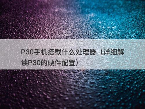 P30手机搭载什么处理器（详细解读P30的硬件配置）