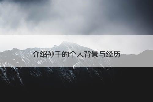 介绍孙千的个人背景与经历