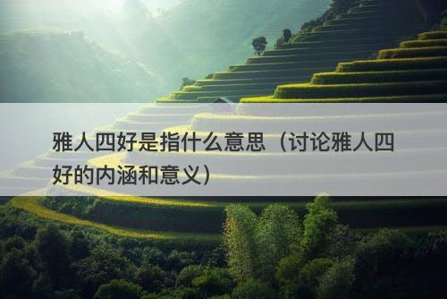 雅人四好是指什么意思（讨论雅人四好的内涵和意义）
