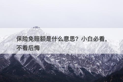 保险免赔额是什么意思？小白必看，不看后悔