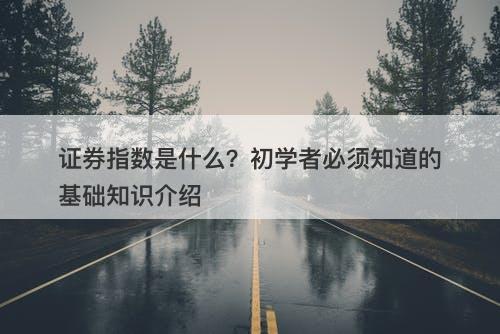 证券指数是什么？初学者必须知道的基础知识介绍