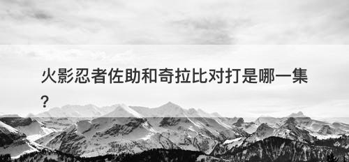 火影忍者佐助和奇拉比对打是哪一集？