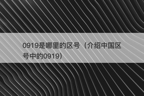 0919是哪里的区号（介绍中国区号中的0919）