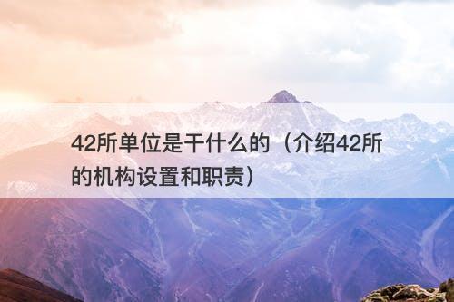 42所单位是干什么的（介绍42所的机构设置和职责）