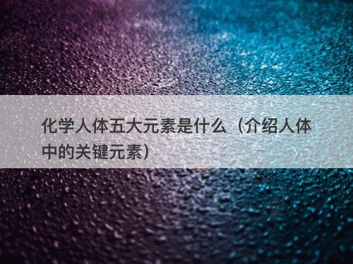 化学人体五大元素是什么（介绍人体中的关键元素）