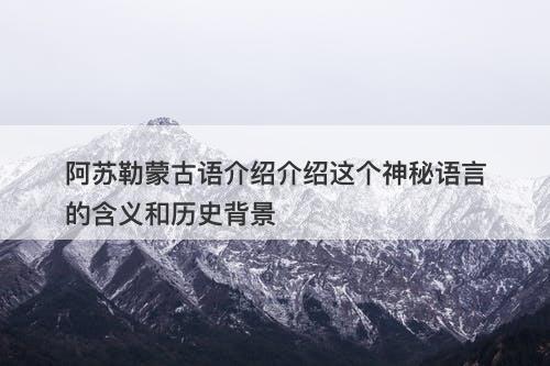 阿苏勒蒙古语介绍介绍这个神秘语言的含义和历史背景