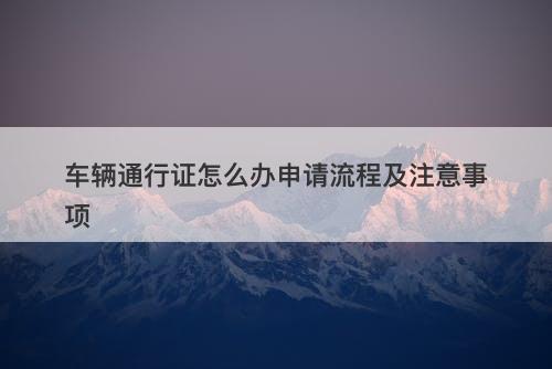 车辆通行证怎么办申请流程及注意事项
