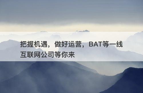 把握机遇，做好运营，BAT等一线互联网公司等你来