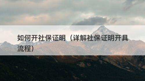 如何开社保证明（详解社保证明开具流程）