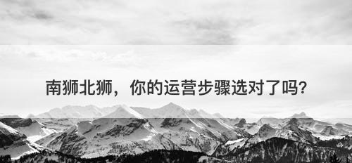 南狮北狮，你的运营步骤选对了吗？