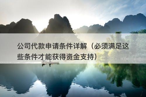 公司代款申请条件详解（必须满足这些条件才能获得资金支持）