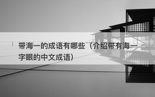 带海一的成语有哪些（介绍带有海一字眼的中文成语）