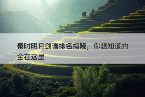 秦时明月剑谱排名揭晓，你想知道的全在这里