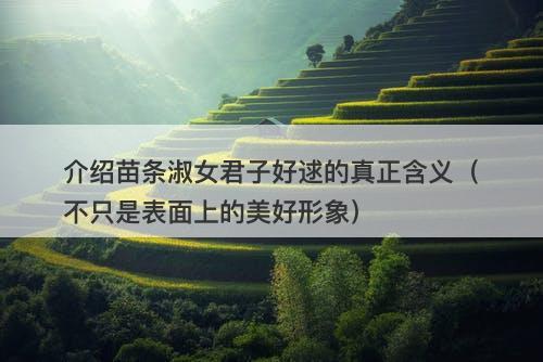 介绍苗条淑女君子好逑的真正含义（不只是表面上的美好形象）