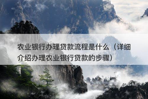 农业银行办理贷款流程是什么（详细介绍办理农业银行贷款的步骤）-图1