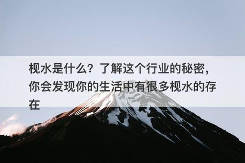 枧水是什么？了解这个行业的秘密，你会发现你的生活中有很多枧水的存在-图1