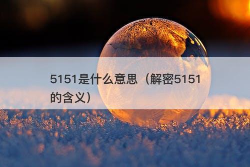 5151是什么意思（解密5151的含义）-图1