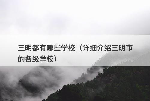 三明都有哪些学校（详细介绍三明市的各级学校）