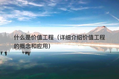 什么是价值工程（详细介绍价值工程的概念和应用）