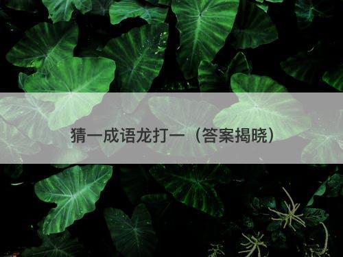 猜一成语龙打一（答案揭晓）