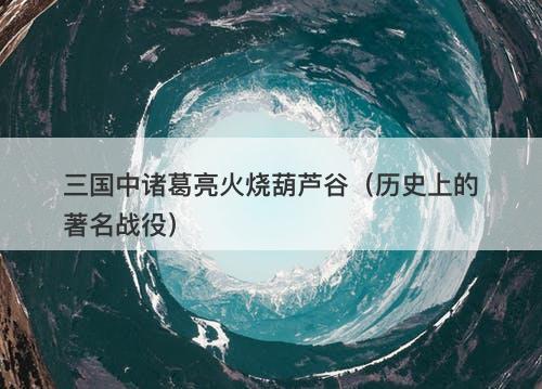 三国中诸葛亮火烧葫芦谷（历史上的著名战役）