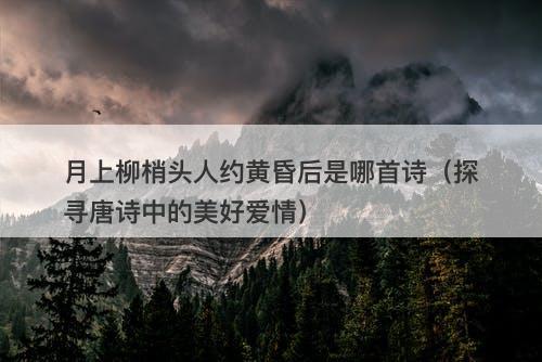 月上柳梢头人约黄昏后是哪首诗（探寻唐诗中的美好爱情）