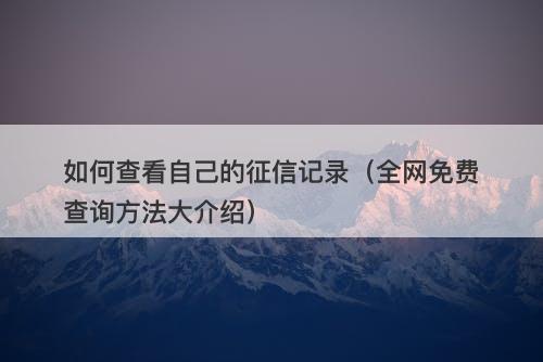 如何查看自己的征信记录（全网免费查询方法大介绍）