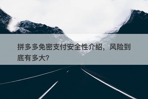 拼多多免密支付安全性介绍，风险到底有多大？