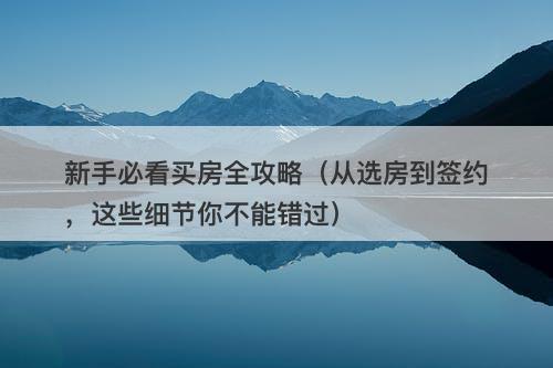 新手必看买房全攻略（从选房到签约，这些细节你不能错过）