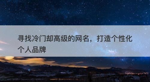 寻找冷门却高级的网名，打造个性化个人品牌