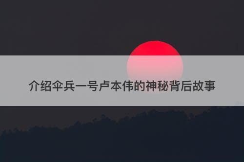 介绍伞兵一号卢本伟的神秘背后故事