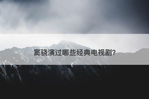 窦骁演过哪些经典电视剧？
