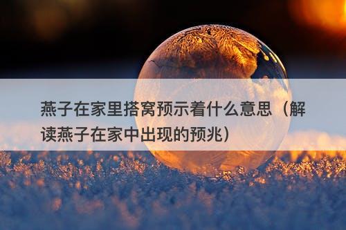 燕子在家里搭窝预示着什么意思（解读燕子在家中出现的预兆）