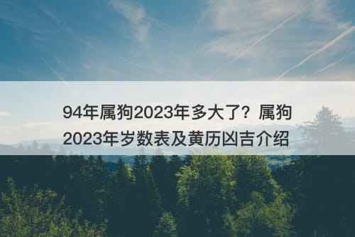 94年属狗2023年多大了？属狗2023年岁数表及黄历凶吉介绍