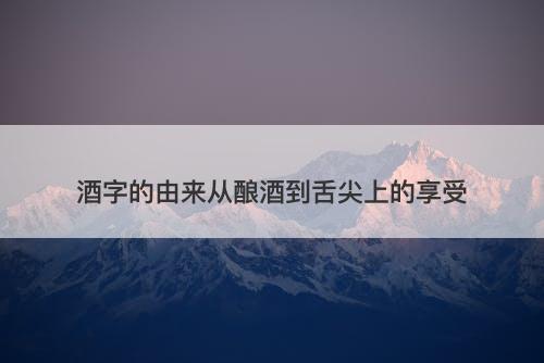 酒字的由来从酿酒到舌尖上的享受