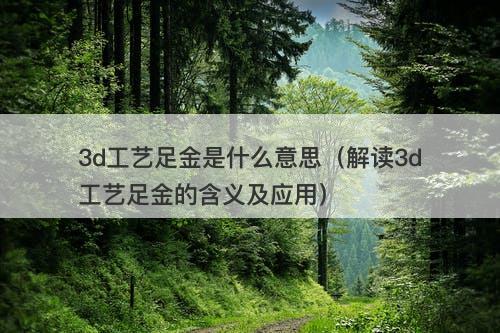 3d工艺足金是什么意思（解读3d工艺足金的含义及应用）-图1