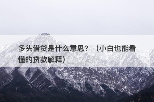 多头借贷是什么意思？（小白也能看懂的贷款解释）