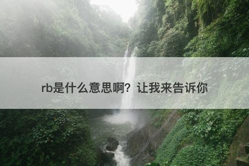 rb是什么意思啊？让我来告诉你
